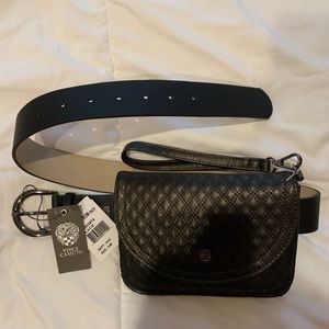 Black Leather Vince Camuto Fanny Pack